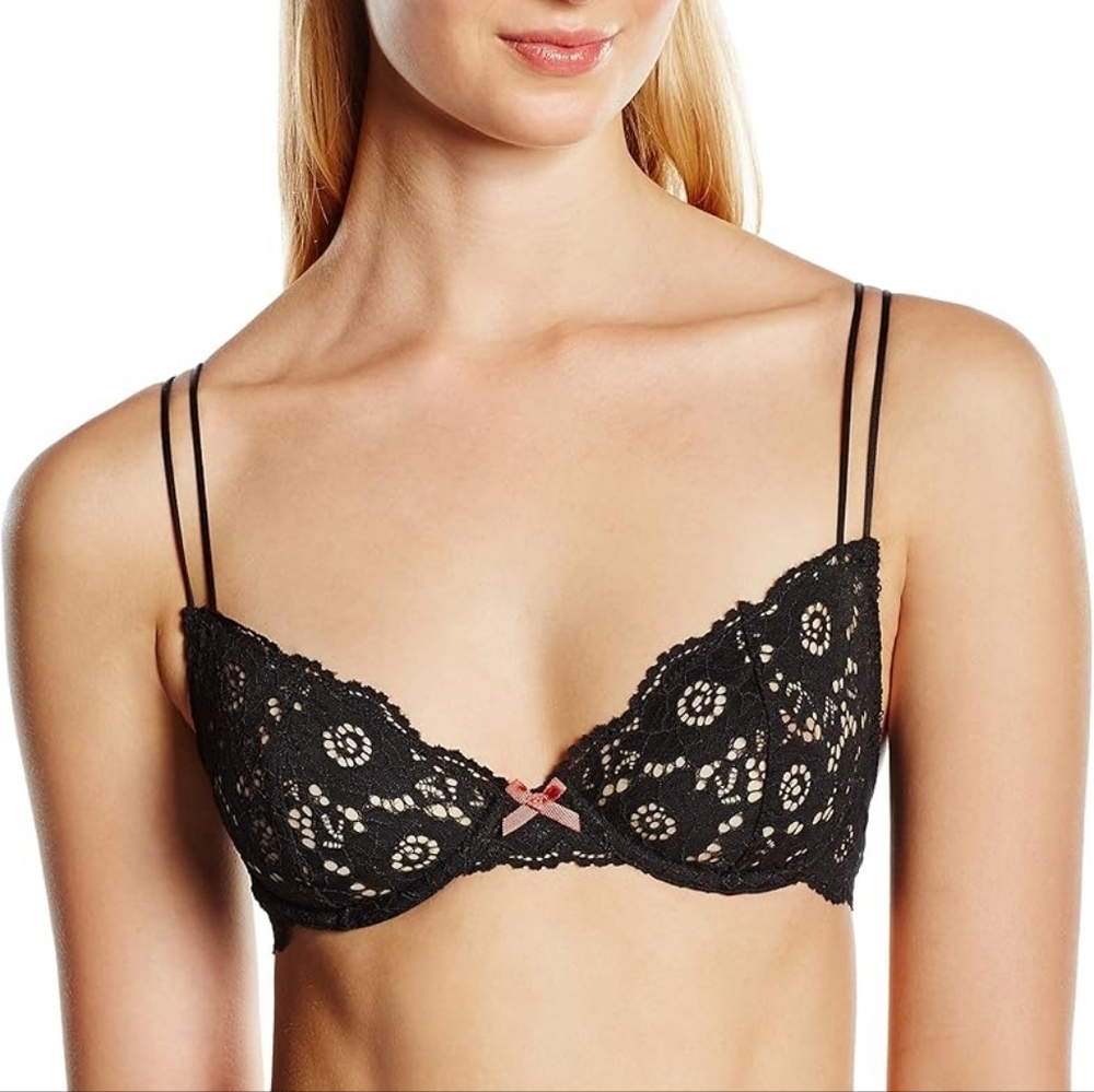 Heidi Klum Black Lace Belle Et Blues Sheer Unlined Underwire Bra Size 34C